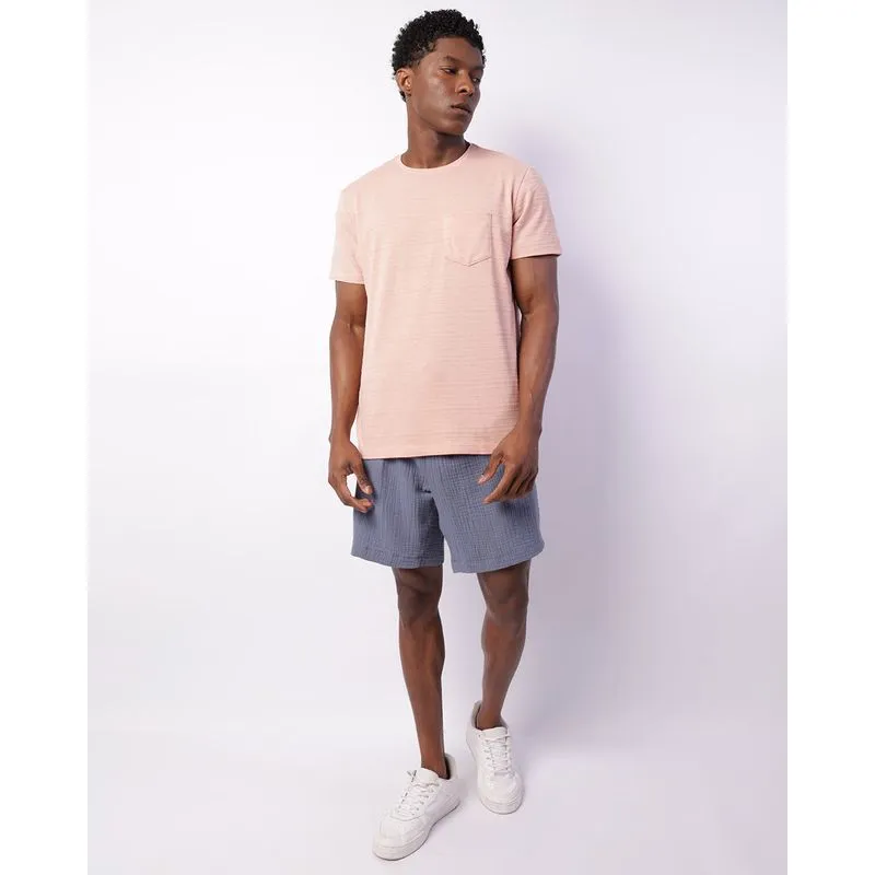 Short Masculino Reto Algodão Texturizado Marinho G