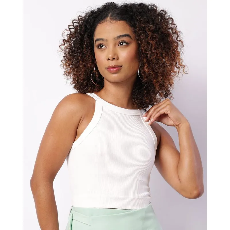 Regata Feminina Cropped Cava Americana Sem Costura Branca P