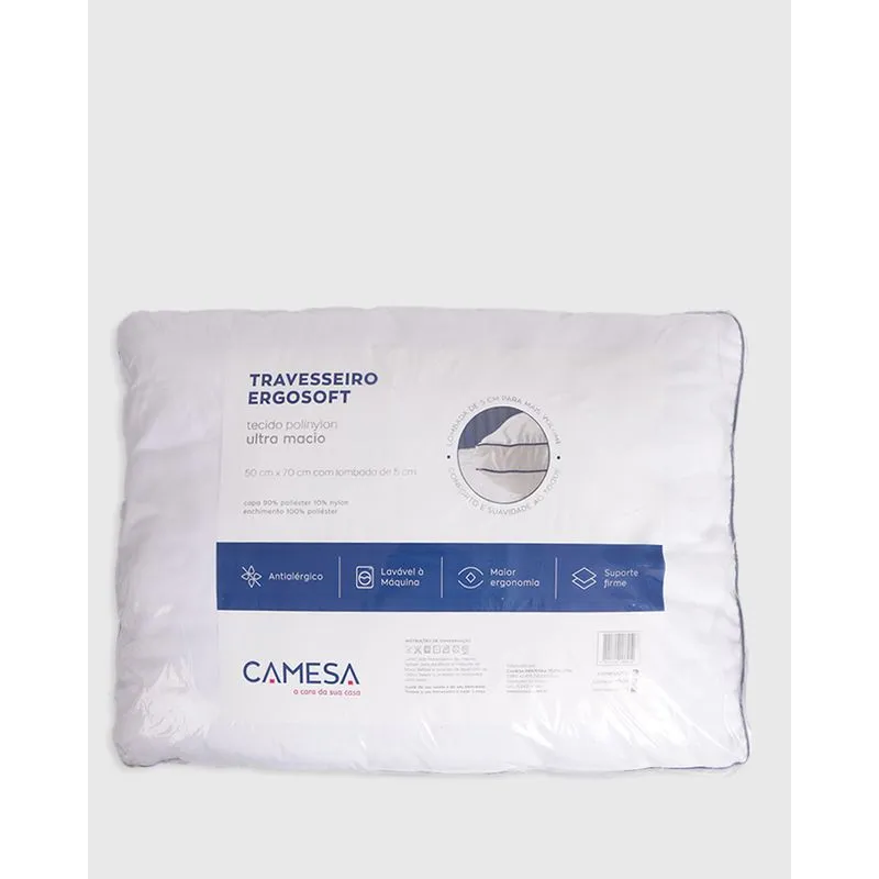 Travesseiro Avulso Camesa Ergo soft 50cm x 70cm Branco UN