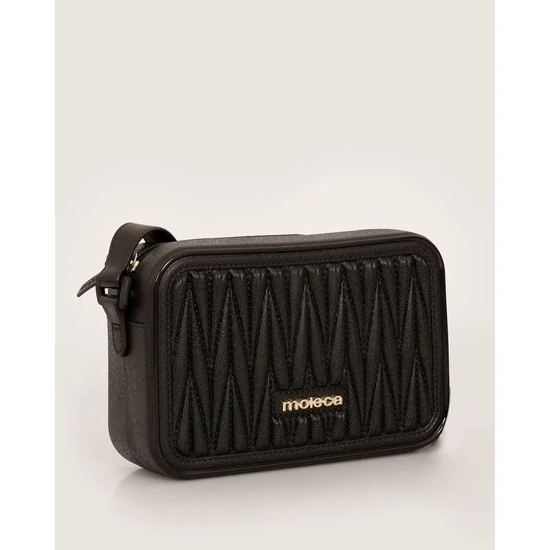 Bolsa Transversal Moleca Texturizada Preta UN