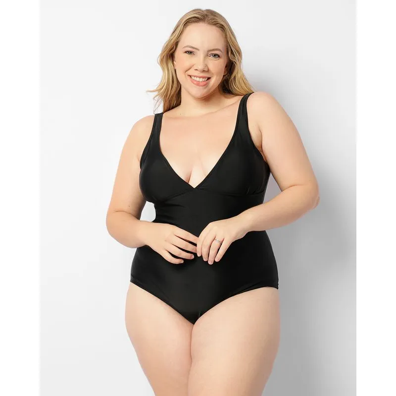 Maiô Plus Size Feminino Liso Com Bojo Removível Preto 46