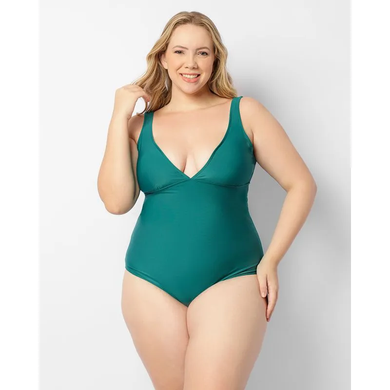 Maiô Plus Size Feminino Liso Com Bojo Removível Verde 50
