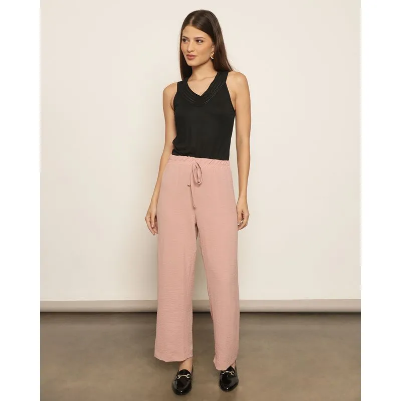 Calça Feminina Pantalona Cordão Rosa G