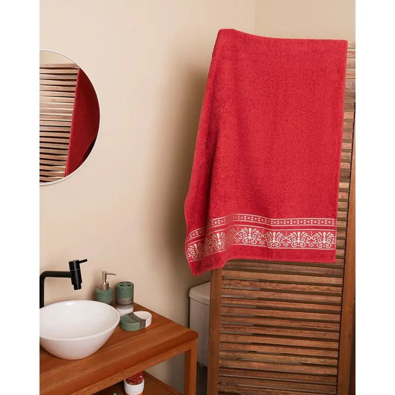 Toalha De Banho 68x1,35cm Arabesco Vermelha UN