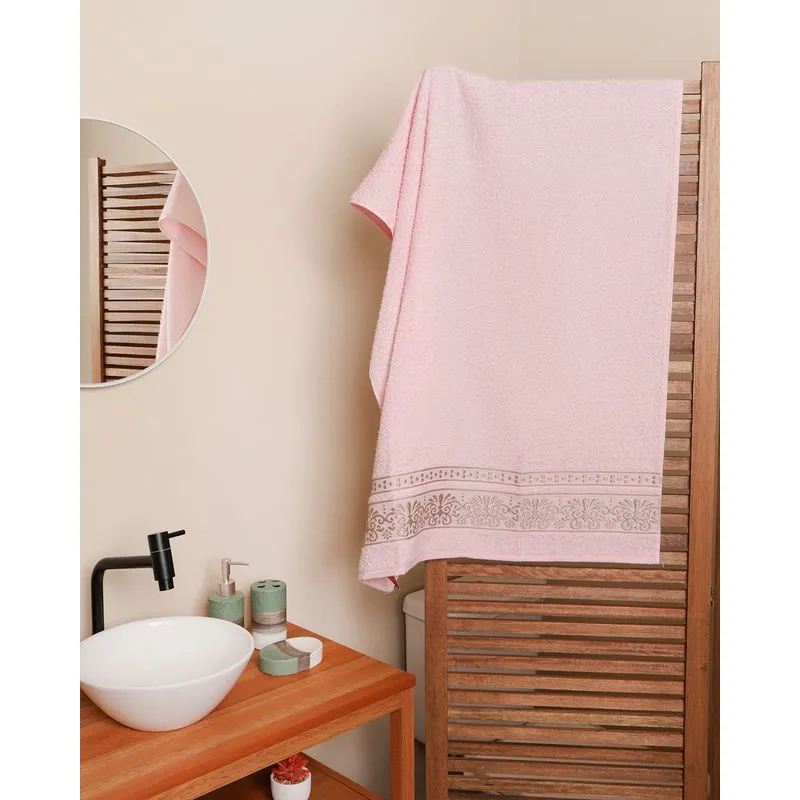 Toalha De Banho 68cm x 1,35m Arabesco Rosa UN