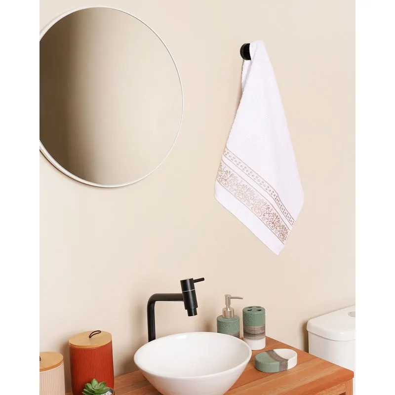 Toalha De Rosto 46cm x 70cm Arabesco Branca UN