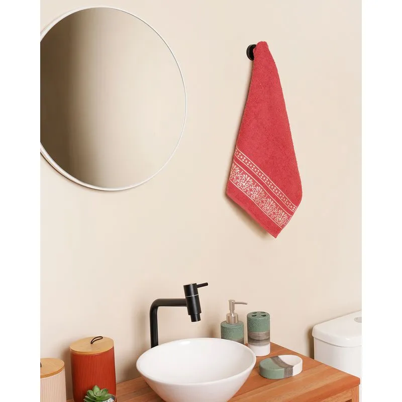 Toalha De Rosto 46cm x 70cm Arabesco Vermelha UN