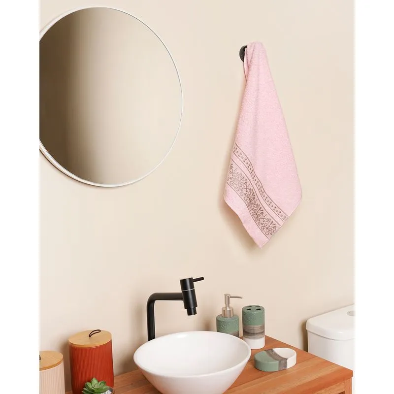 Toalha De Rosto 46cm x 70cm Arabesco Rosa UN
