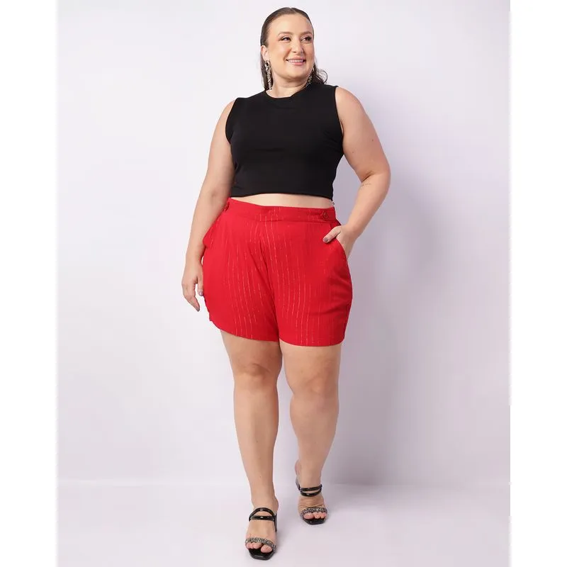 Short Plus Size Feminino Curto Berry & Co. Lurex Vermelho G3
