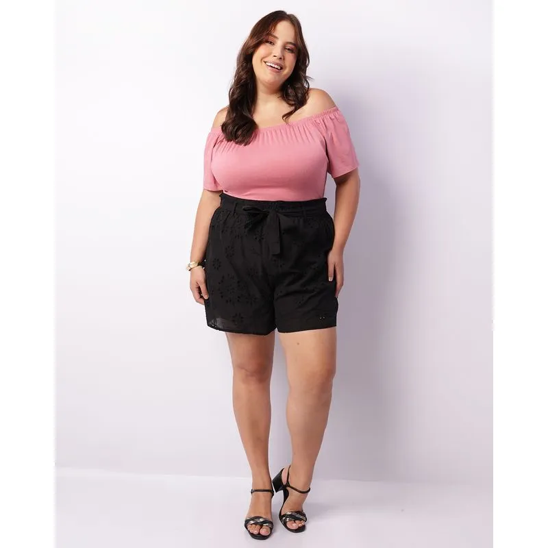 Short Plus Size Feminino Curto Berry & Co. Laise Preto G2