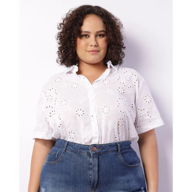 Camisa Plus Size Feminina Berry & Co. Laise Branca G2