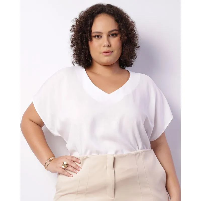 Blusa Plus Size Feminina Viscose Berry & Co. Branca G3