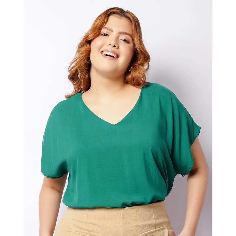 Blusa Plus Size Feminina Lisa Berry & Co. Morcego Verde G3
