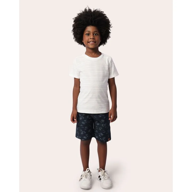 Bermuda Infantil Sarja Curta Estampa Coqueiros Marinho 6