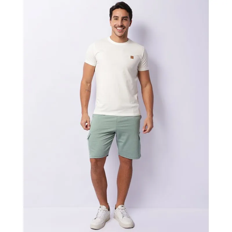 Bermuda Masculina Moletinho Reta Bolsos Com Cordão Verde GG