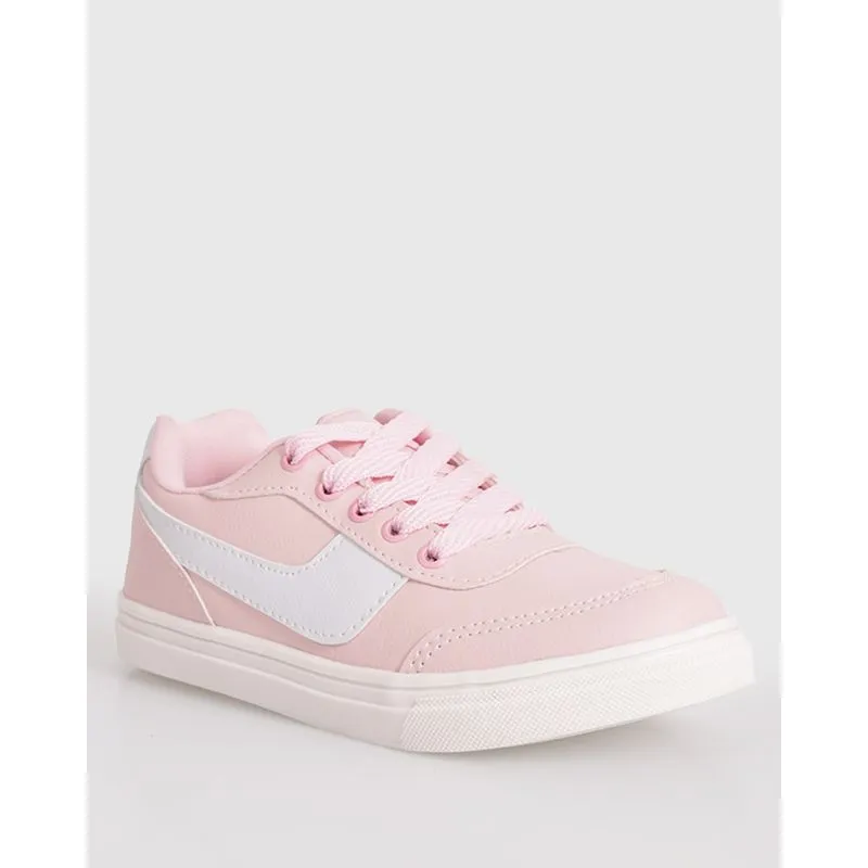 Tênis Infantil Casual Com Recortes Rosa 33