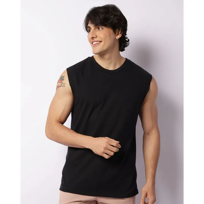 Regata Masculina Texturizada Básica Preta G