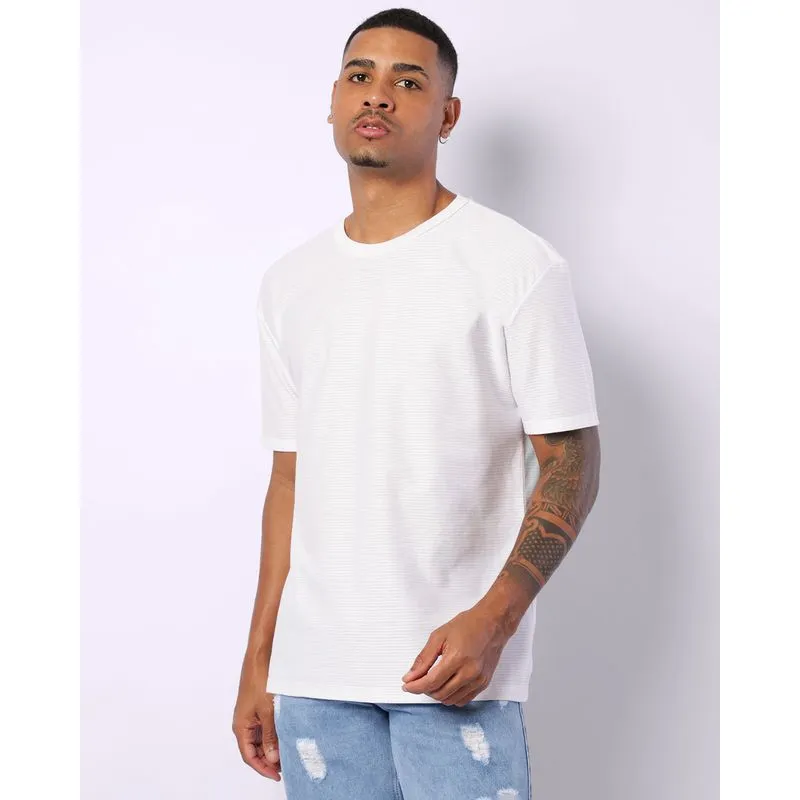 Camiseta Masculina Texturizada Manga Curta Branca M