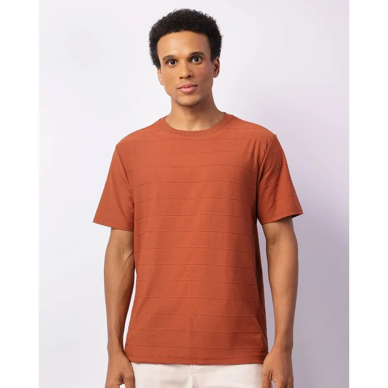 Camiseta Masculina Algodão Texturizada Básica Marrom P