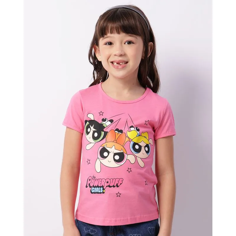Camiseta Infantil As Meninas Super Poderosas Manga Curta Rosa 4