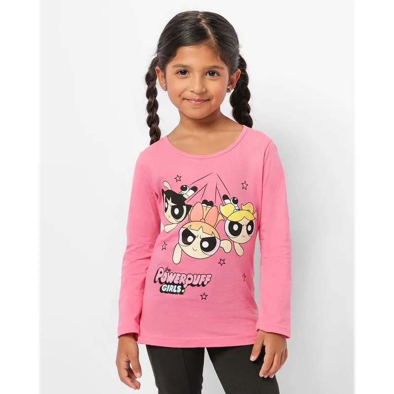 Camiseta Infantil Cartoon As Meninas Super Poderosas Manga Longa Rosa 4