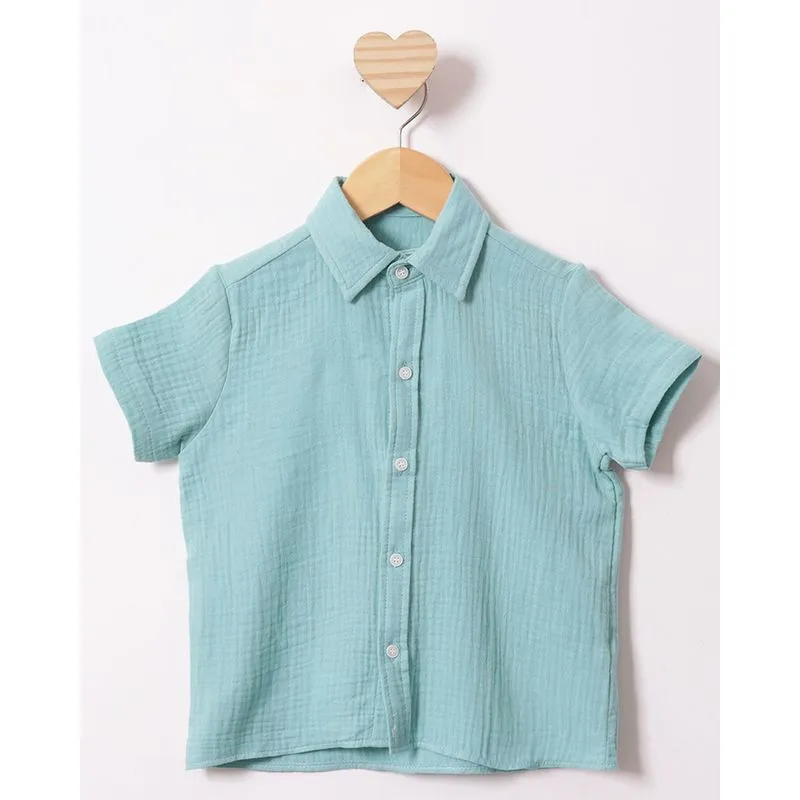 Camisa Bebê Manga Curta Algodão Texturizado Verde 3