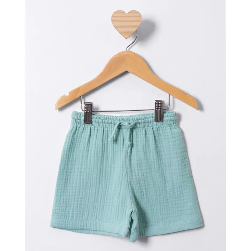 Bermuda Infantil Reta Algodão Texturizado Verde 3