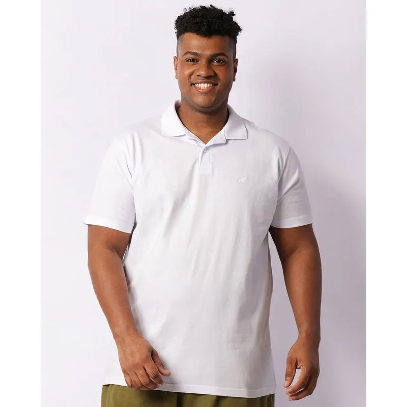 Camisa Polo Plus Size Masculina Manga Curta Básica Branca G2