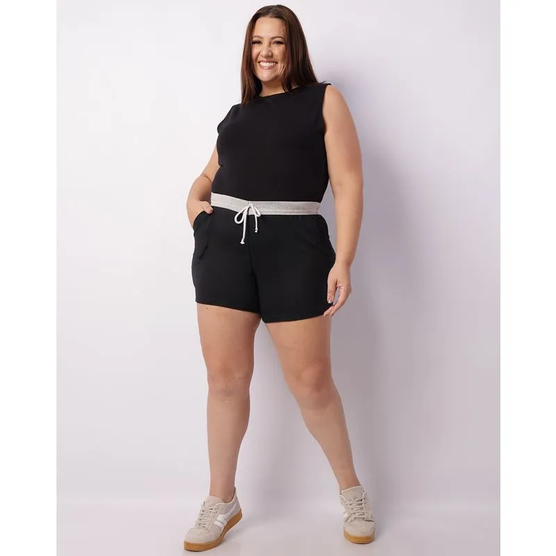 Short Plus Size Feminino Moletinho Preto G2