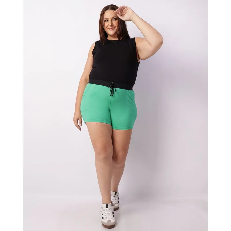 Short Plus Size Feminino Moletinho Verde G1