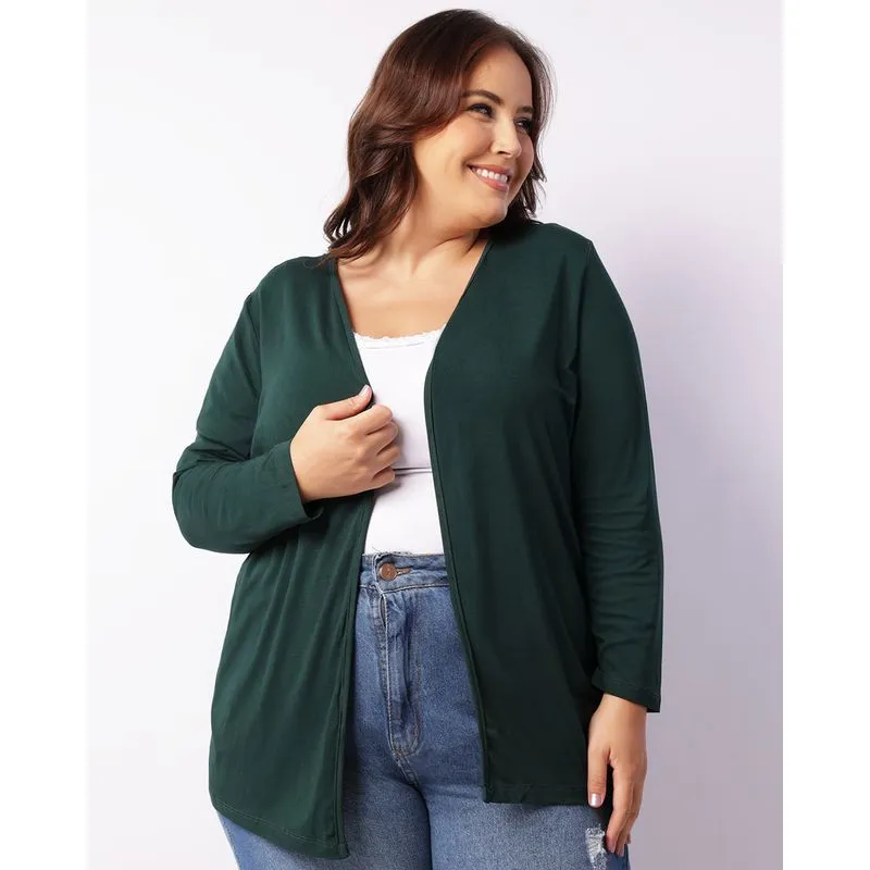 Capa Plus Size Feminina Viscose Manga Longa Verde G3