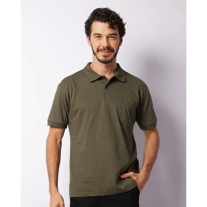 Camisa Polo Masculina Tradicional Manga Curta Verde GG