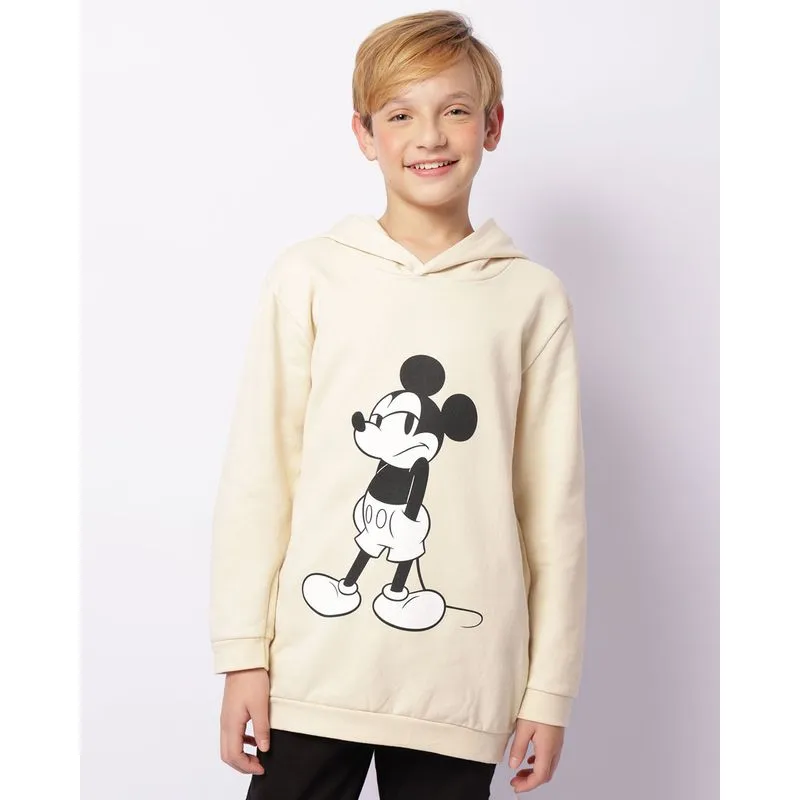 Blusão Moletom Juvenil Peluciado Disney Estampa Mickey Bege 10