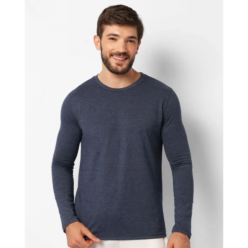 Camiseta Masculina Com Bordado Manga Longa Marinho P