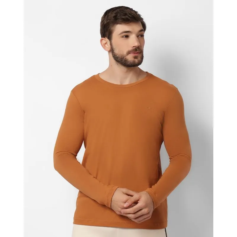 Camiseta Masculina Com Bordado Manga Longa Marrom GG