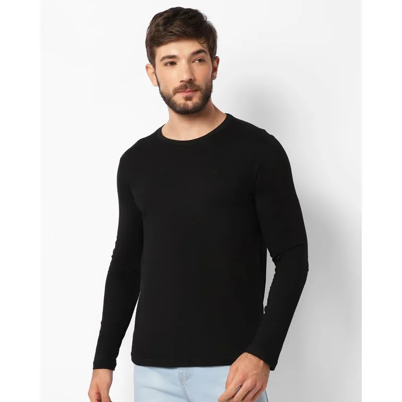 Camiseta Masculina Com Bordado Manga Longa Preta P