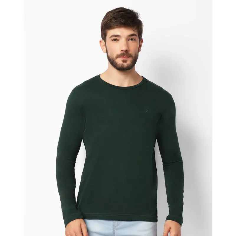 Camiseta Masculina Com Bordado Manga Longa Verde GG