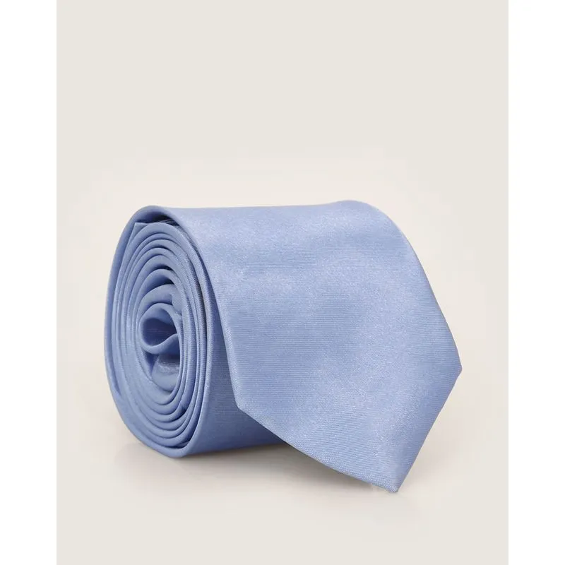 Gravata Masculina Tradicional Lisa Sem Nó Acetinada Azul Claro UN