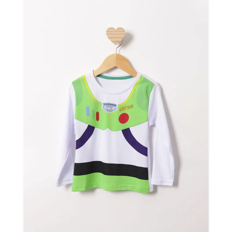 Camiseta Bebê Disney Toy Story Manga Longa Branca 1