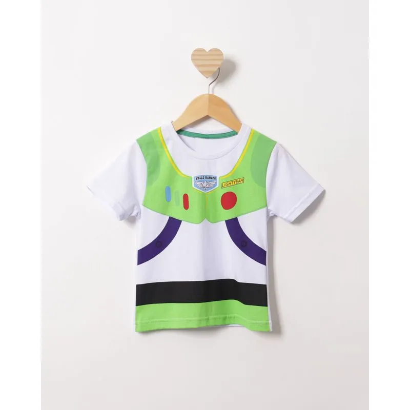 Camiseta Bebê Disney Toy Story Manga Curta Branca 2