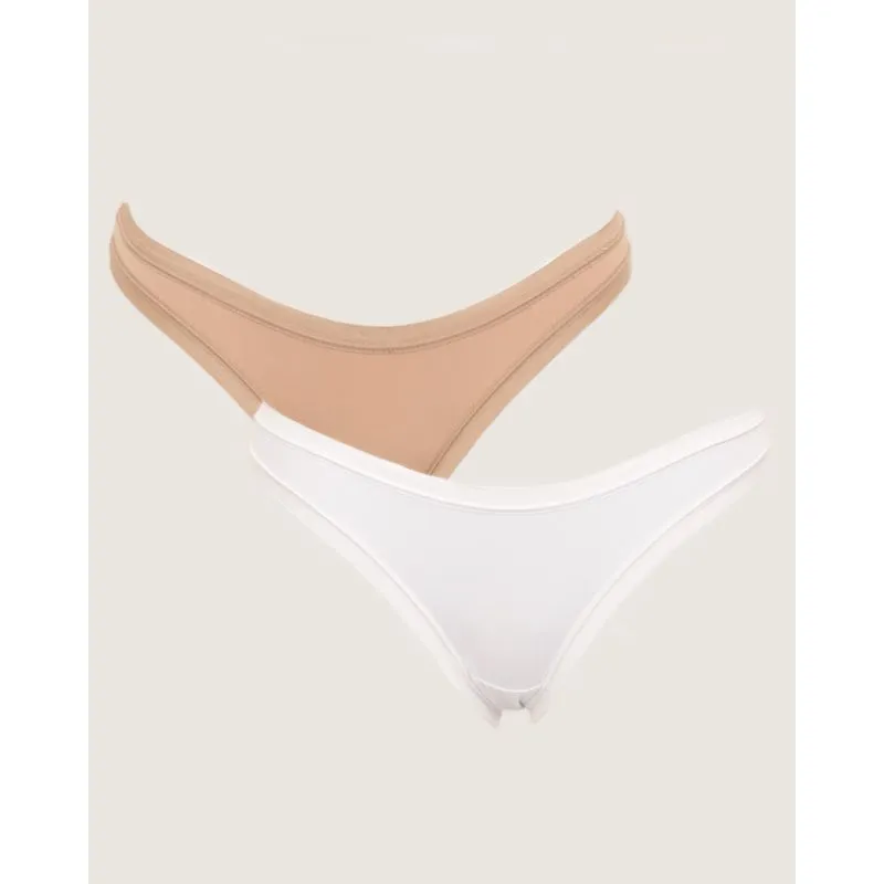 Kit 2 Calcinhas Feminina Biquíni Branca E Bege GG