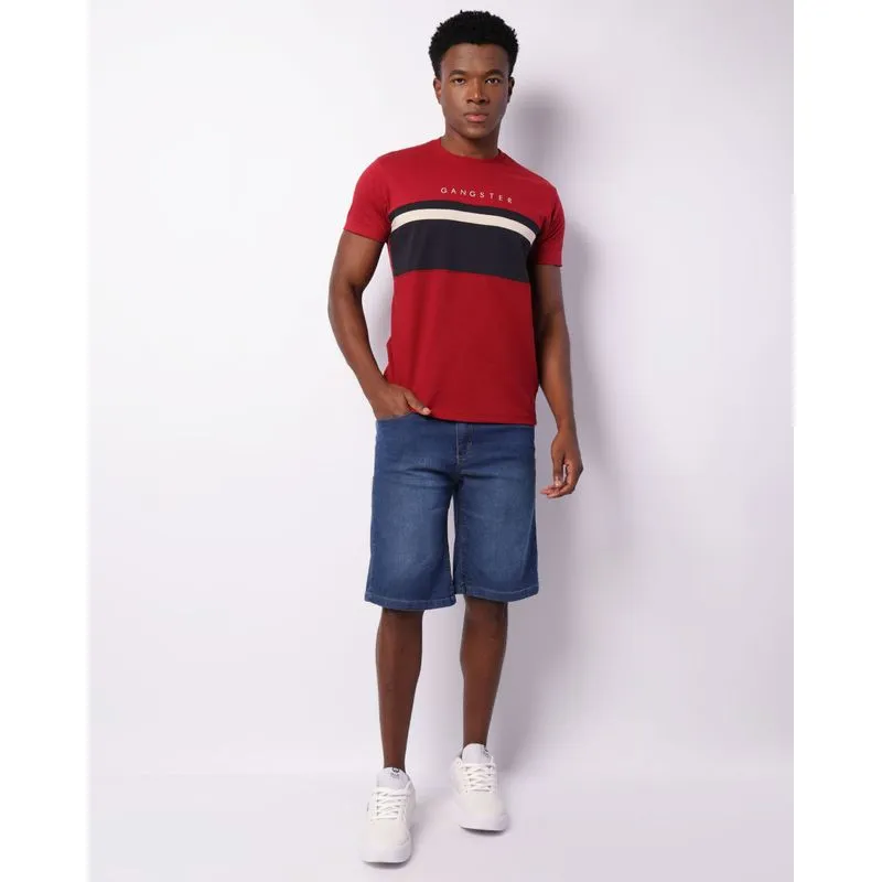 Bermuda Jeans Masculina Reta Azul 48
