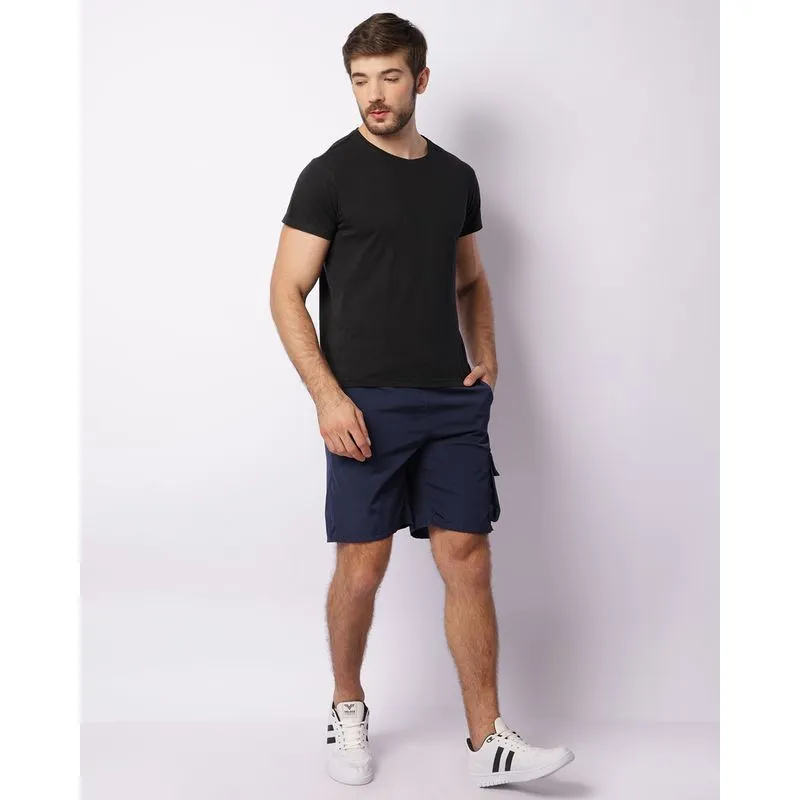 Bermuda Masculina Reta Bolso Cargo Com Cordão Marinho G