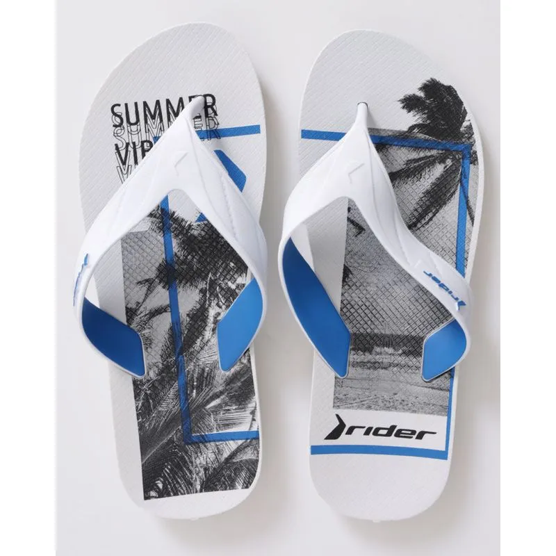 Chinelo Masculino Rider Tiras Largas Strike Point Branco 39/40