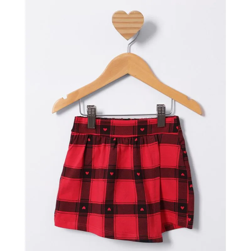Short Saia Bebê Estampado Xadrez Vermelho 1