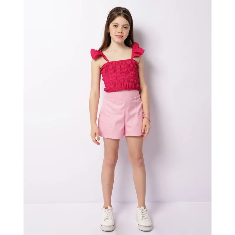 Short Juvenil Sarja Com Bolso Rosa 16