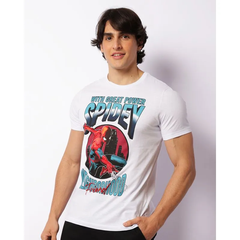 Camiseta Masculina Marvel Homem Aranha Manga Curta Branca GG