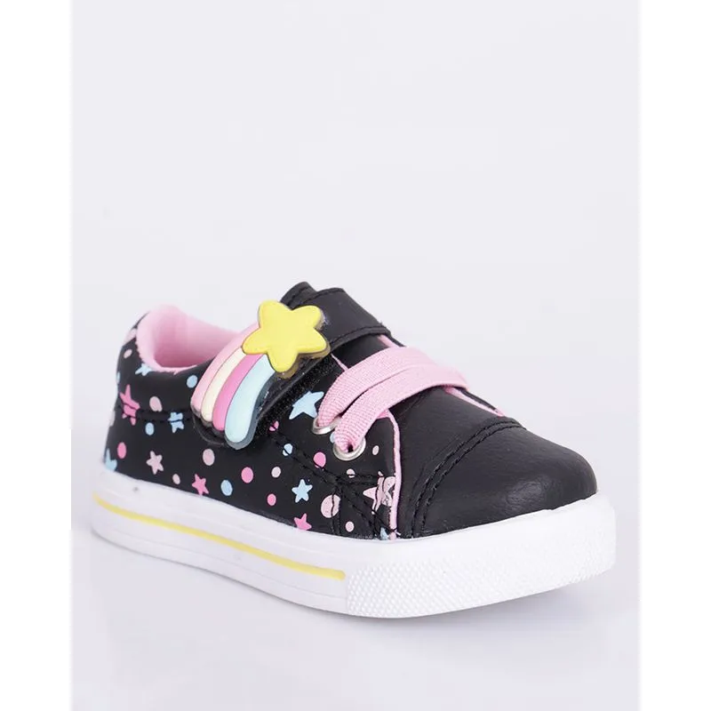 Tênis Bebê Casual Estampado Com Aplicação Preto 25