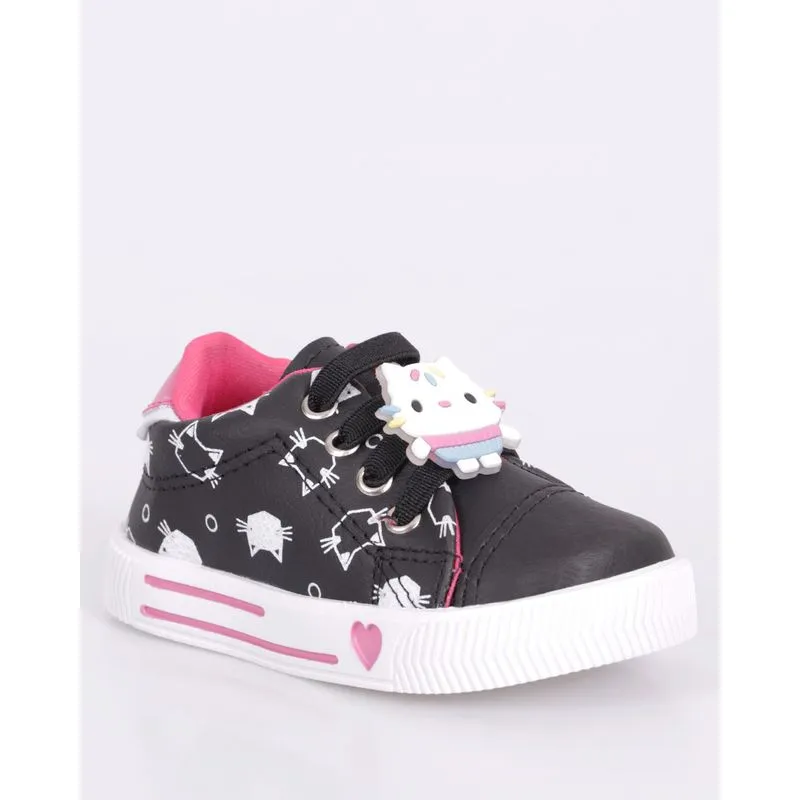 Tênis Bebê Casual Estampado Com Aplicação Gatinho Preto 20