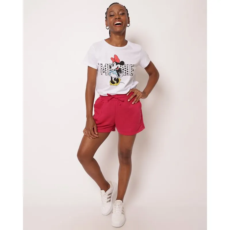 Short Feminino Moletinho com Bolsos Cós com Elástico Rosa G